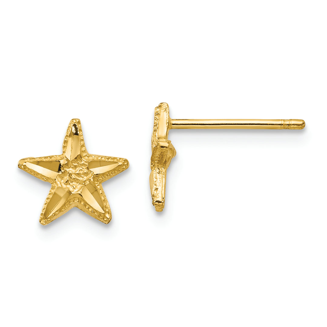 Pendientes con Estrella de Mar Cortados a Diamante de 14k