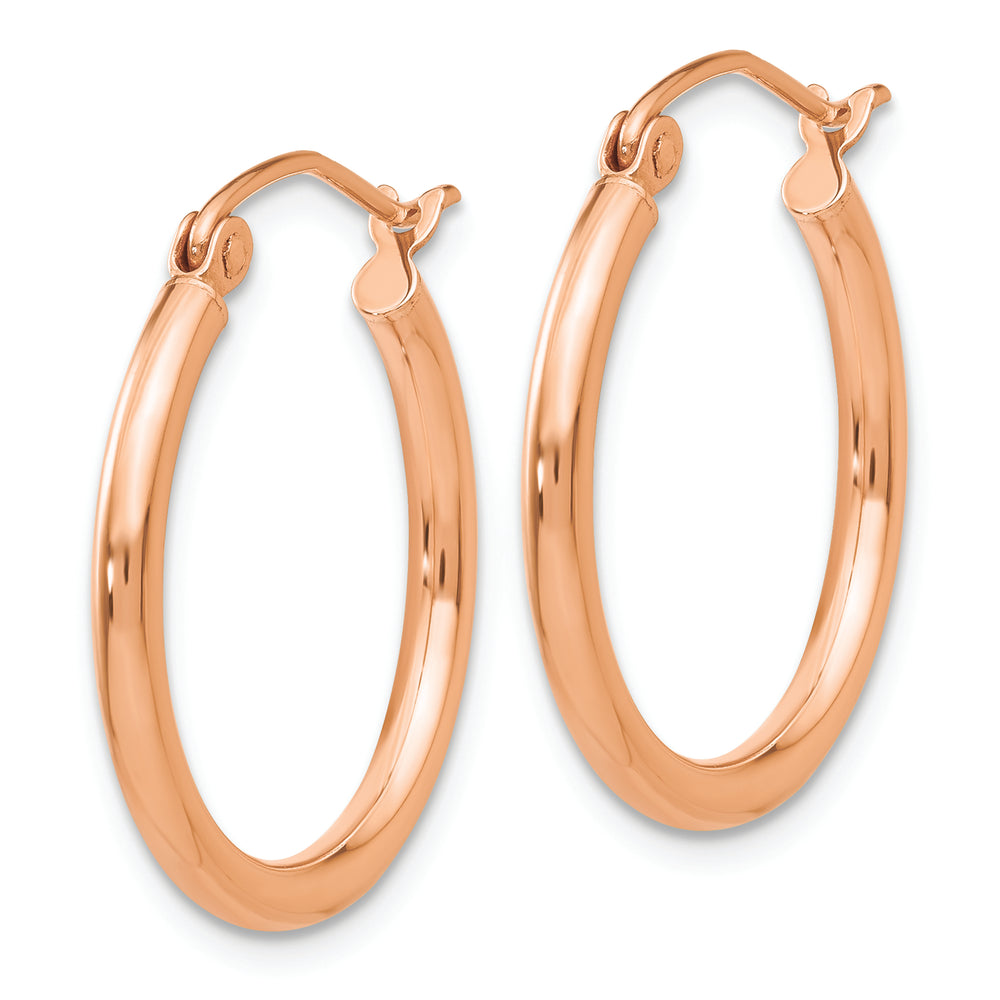 Aretes de Aro Livianos en Oro Rosa de 14k Pulidos con Tubo de 2 mm