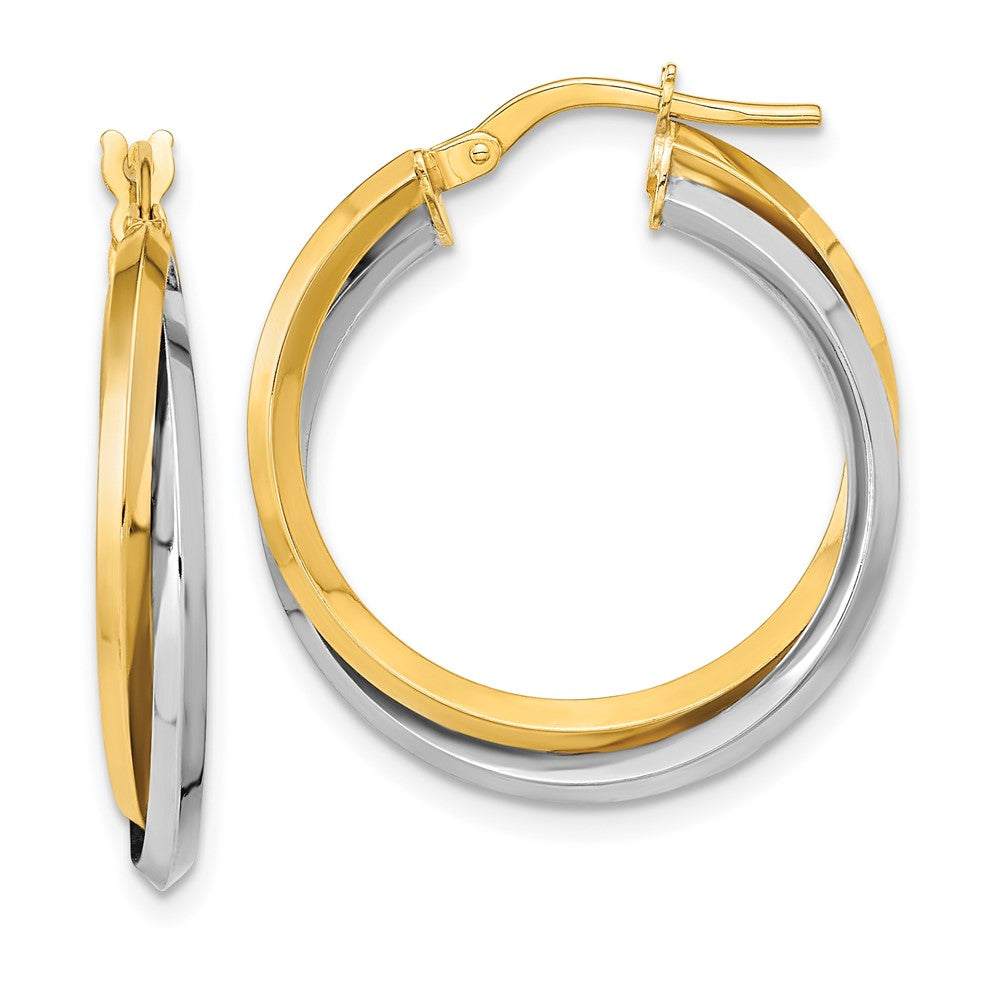 Aros Dobles Pulidos en Oro Bicolor de 14k