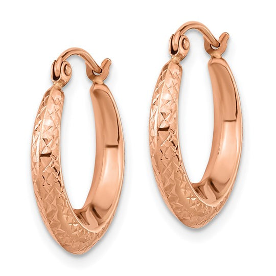 Pendientes de Aro Hueco Texturizados en Oro Rosa de 14K