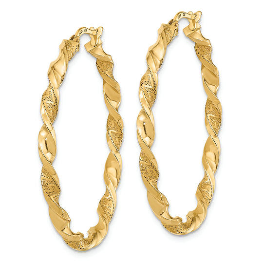 Aretes de Aro Trenzados Texturizados y Pulidos en Oro de 14k