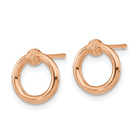 Pendientes de Círculo Pulidos D/C de 14k Oro Rosa