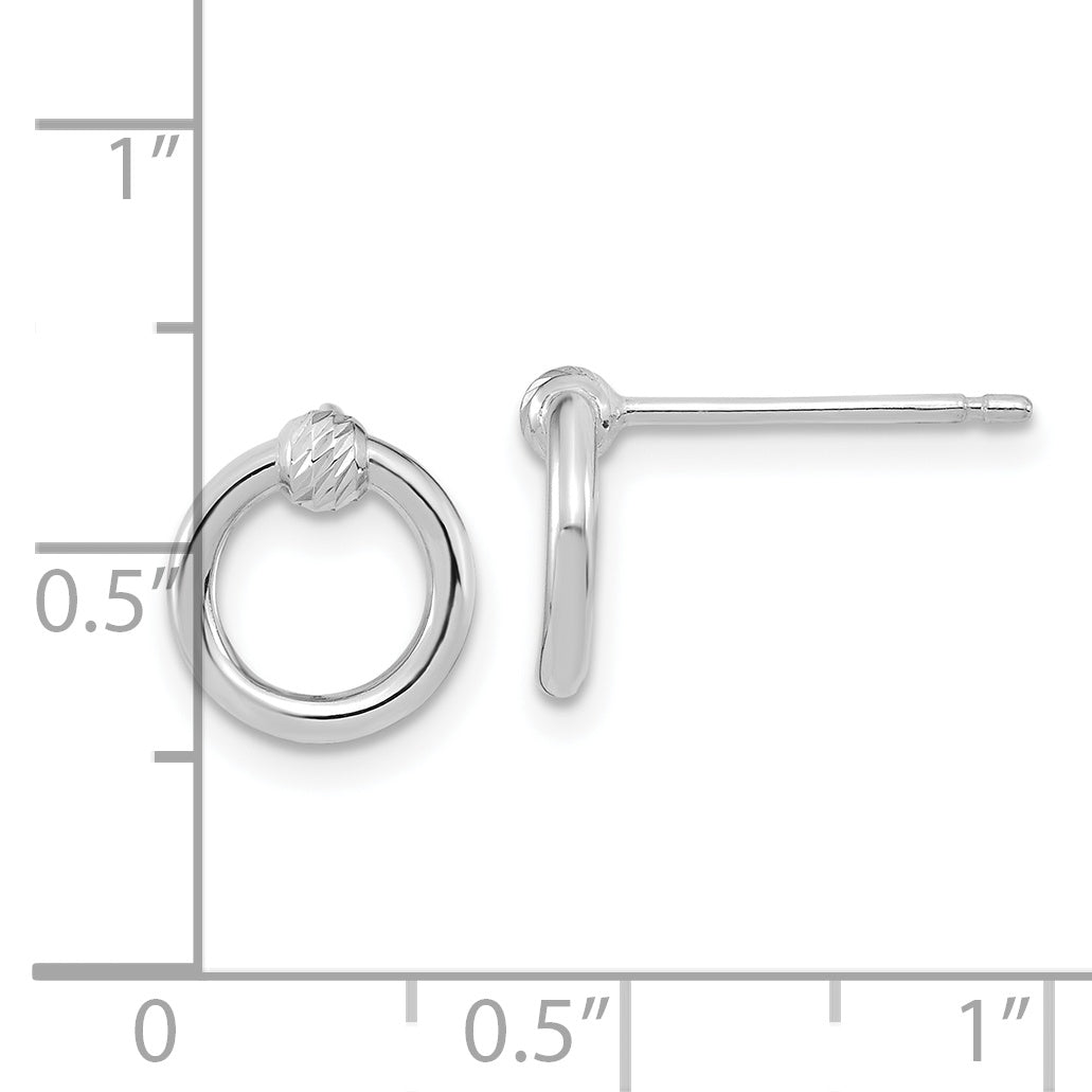 Pendientes de Círculo D/C Pulidos con Cierre Post en Oro Blanco de 14k