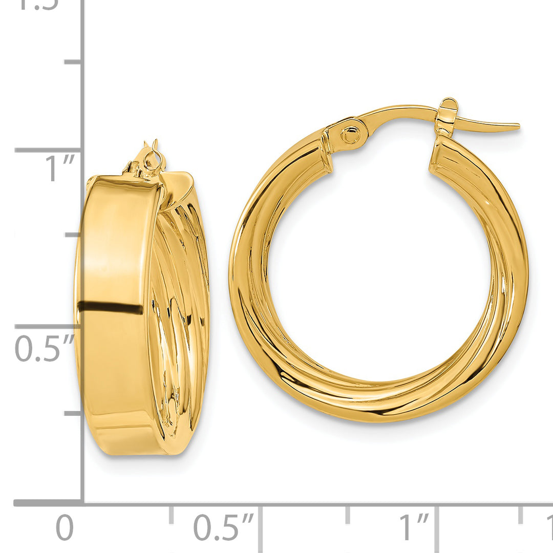 Pendientes Aro Pulidos y Texturizados de Oro Amarillo de 14K (Con Interior Texturizado)