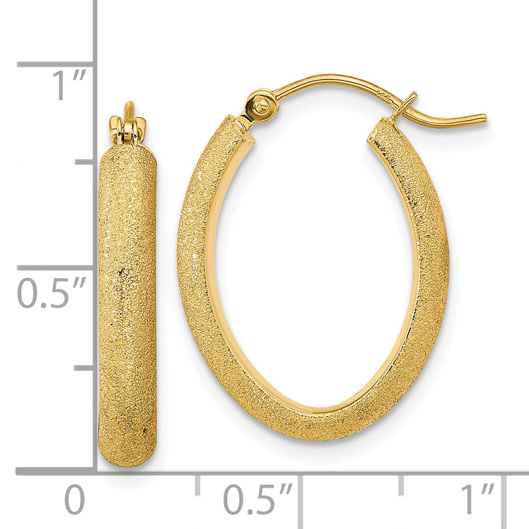 Pendientes de Aro Ovalados Satinados y Pulidos en Oro Amarillo de 14K