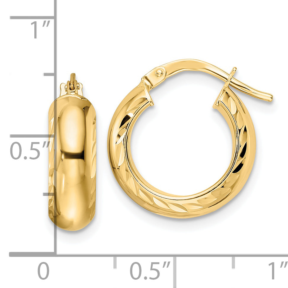 Pendientes de Aro Texturizados D/C y Pulidos en Oro Amarillo de 14K