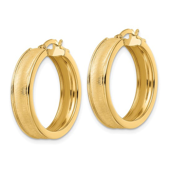 Pendientes de Aro Cepillados y Pulidos en Oro Amarillo de 14K