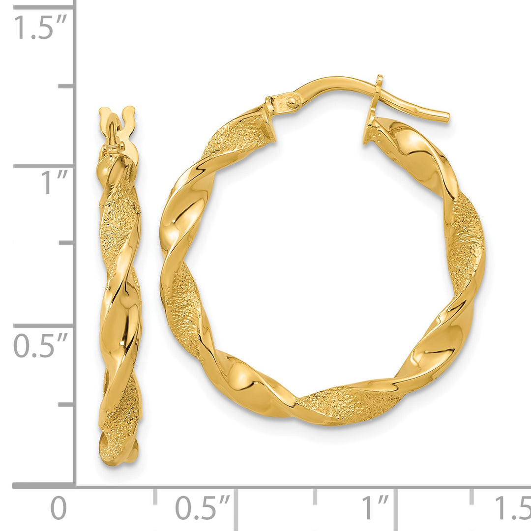 Aretes de Aro Trenzados Texturizados y Pulidos en Oro de 14k