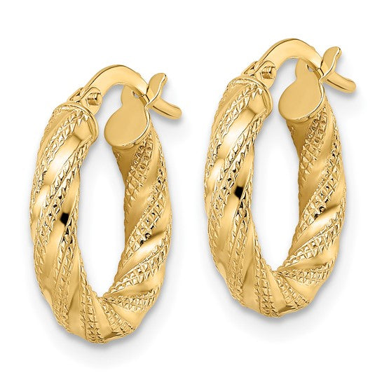 Aretes de Aro Trenzados Pulidos en Oro de 14k