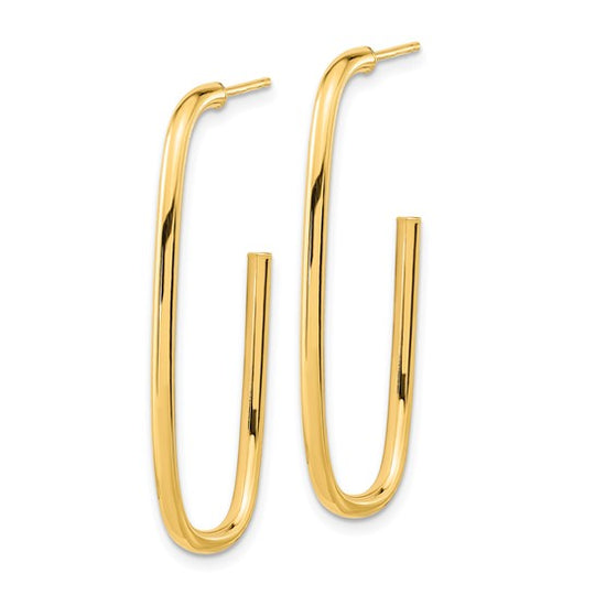 Aretes J-Hoop Pulidos de Oro Amarillo de 14K