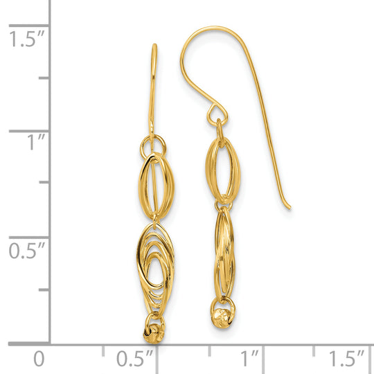 Aretes Colgantes de Enlace Ovalado en Oro Amarillo de 14K