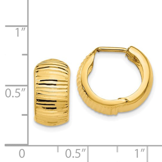 Pendientes de Aro Texturizados y Pulidos con Bisagra en Oro Amarillo de 14k