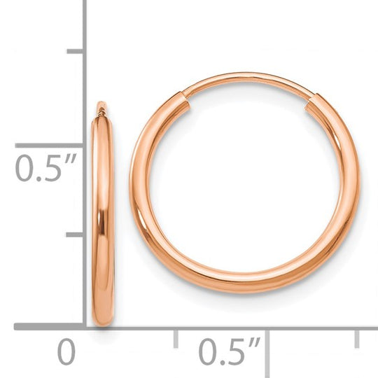 Pendientes de Aro Tubo Infinito Pulido en Oro Rosa de 14k