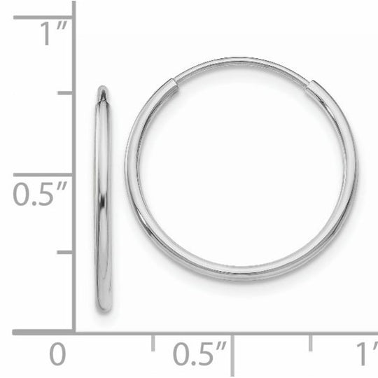 Pendientes de Aro Tubo Infinito Pulido en Oro Blanco de 14k