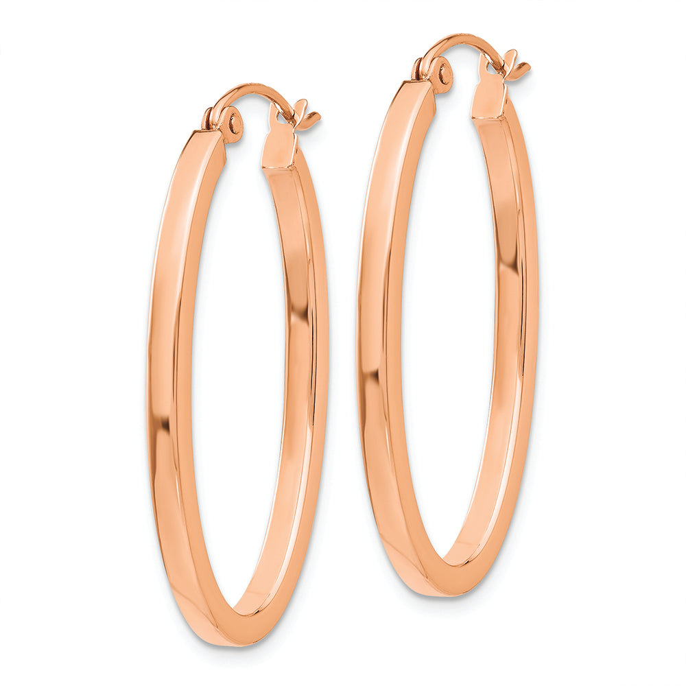 Aros Ovalados de Tubo en Oro Rosa de 14k Pulidos