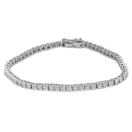 Brazalete de Tenis con Ilusi√≥n de Cuatro Puntas y Diamantes de 2 qt. en Oro Blanco de 14k