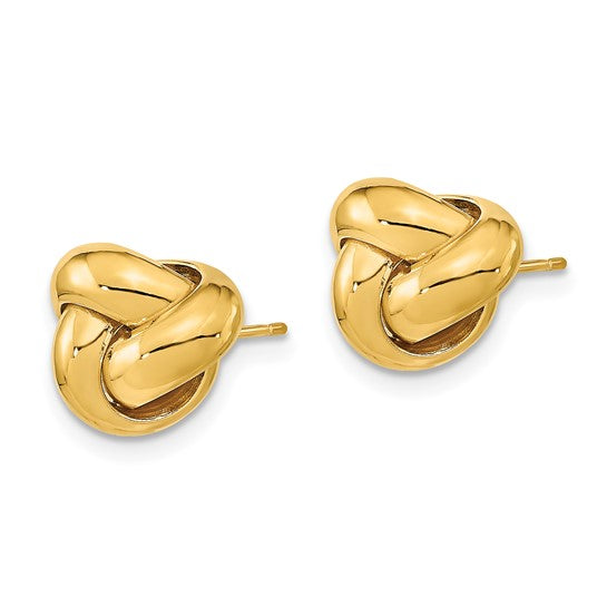 Pendientes de Botón con Nudos de Amor Pulidos en Oro de 14k