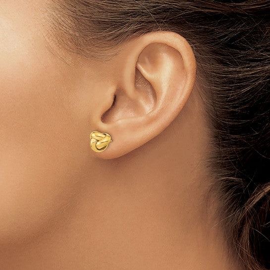 Pendientes de Botón con Nudos de Amor Pulidos en Oro de 14k