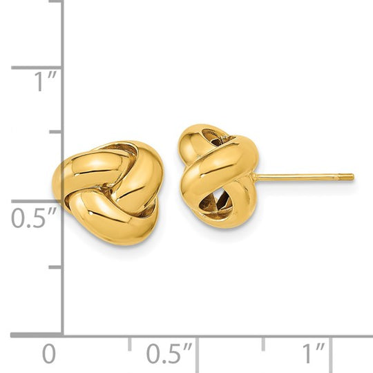 Pendientes de Botón con Nudos de Amor Pulidos en Oro de 14k