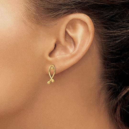 Pendientes de Poste de 14K Pulidos con Corte Diamante y Diseño Elegante