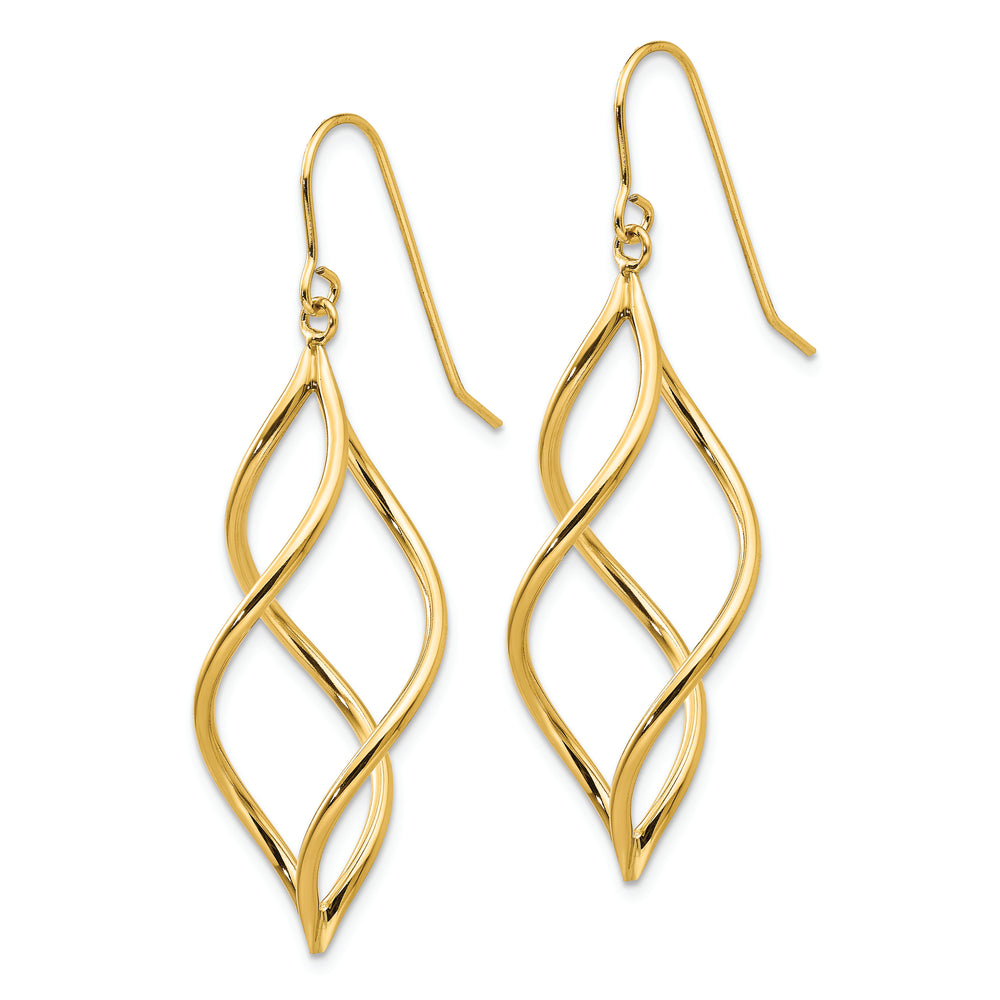 Aretes Colgantes Torcidos en Oro Amarillo de 14K