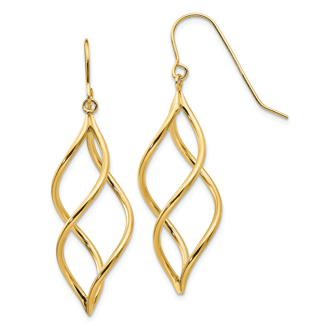 Aretes Colgantes Torcidos en Oro Amarillo de 14K