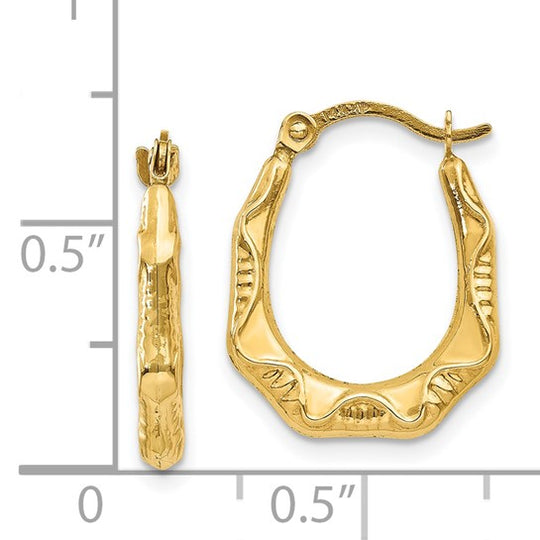 Pendientes de Aro Ovalados Huecos de 14K