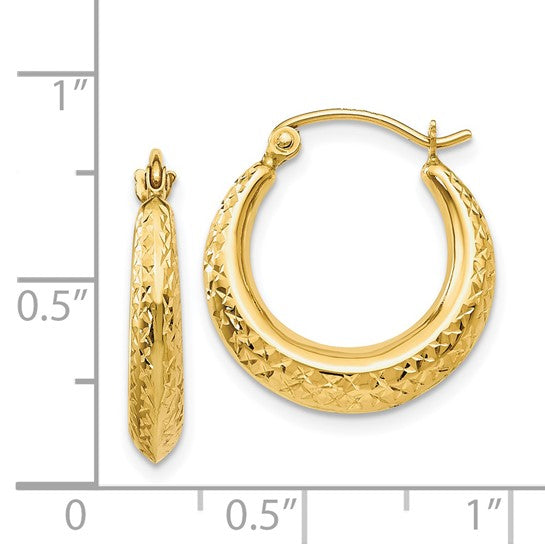 Pendientes de Aro Hueco Texturizado en Oro Amarillo de 14k