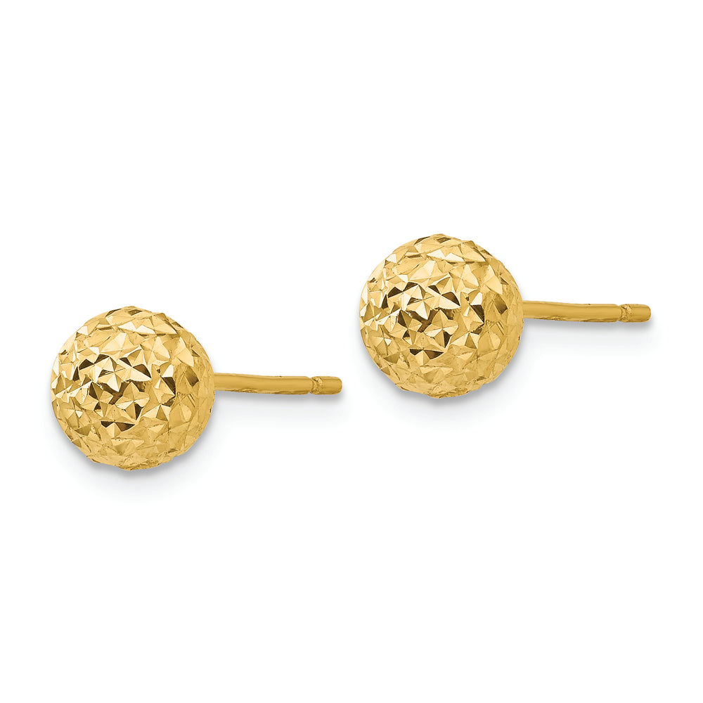 Pendientes de Bola con Corte Diamante en Oro Amarillo de 14k