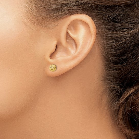 Pendientes de Bola con Corte Diamante en Oro Amarillo de 14k