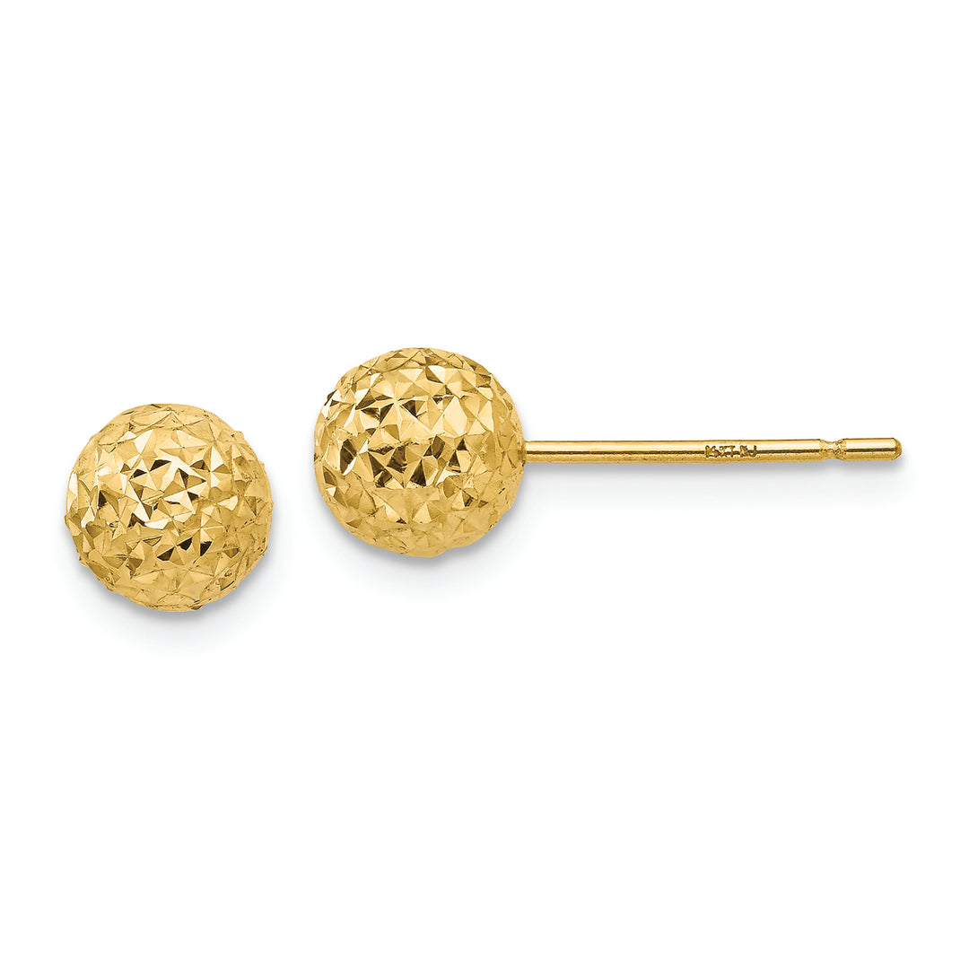 Pendientes de Bola con Corte Diamante en Oro Amarillo de 14k