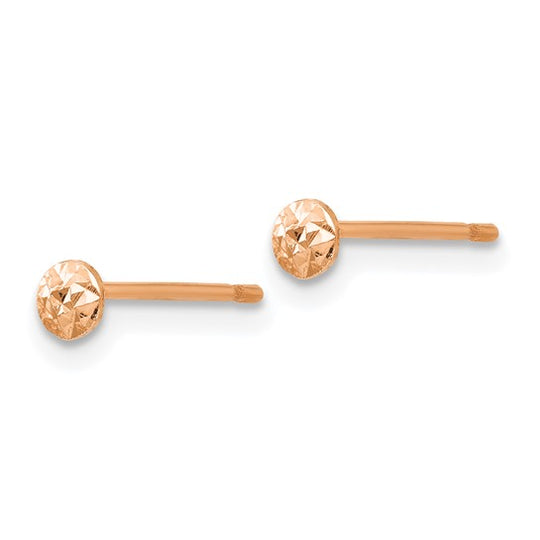 Pendientes de Estudio Puff de Círculo de 3mm con Cierre Post en Oro Rosa de 14k