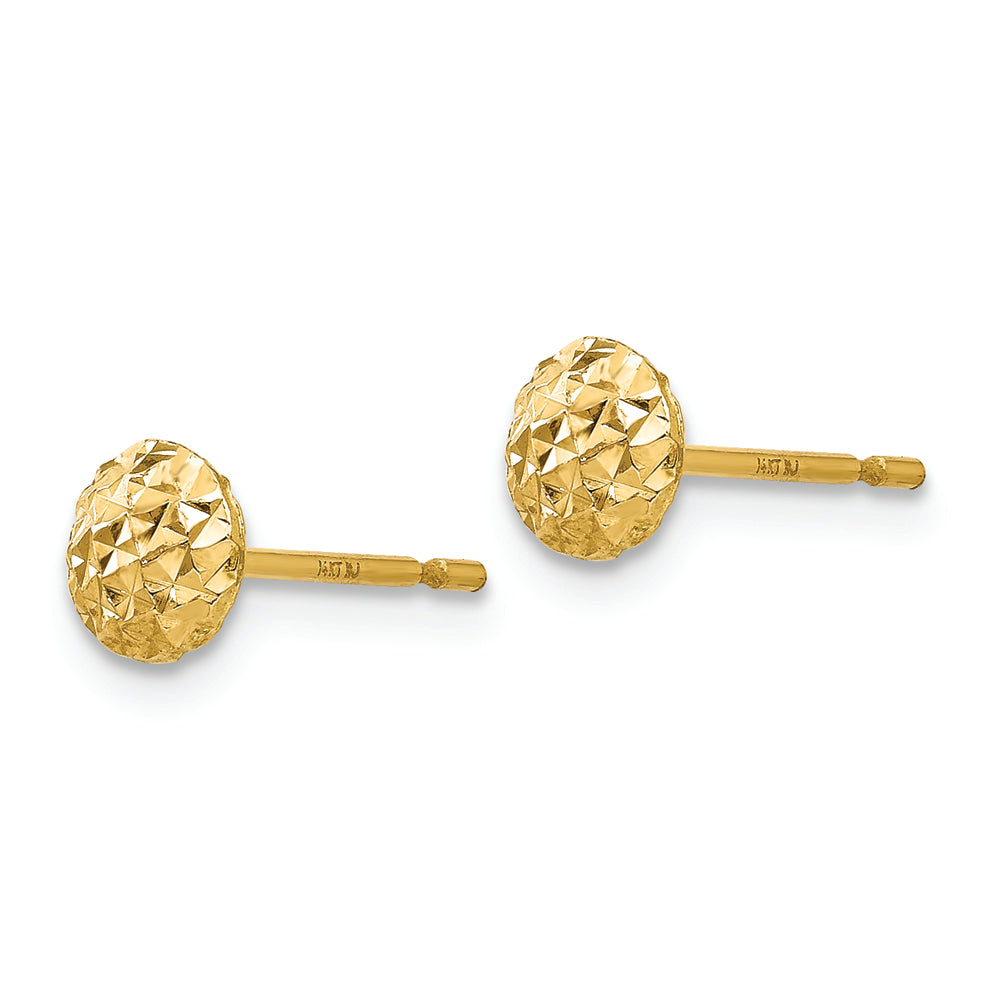 Pendientes Puff Circulares de 5 mm en Oro Amarillo de 14k