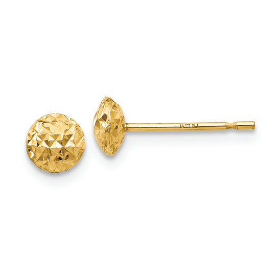 Pendientes Puff Circulares de 5 mm en Oro Amarillo de 14k