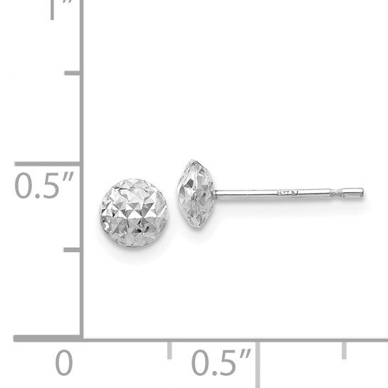 Pendientes de Estudio Puff de Círculo de 5mm con Cierre Post en Oro Blanco de 14k