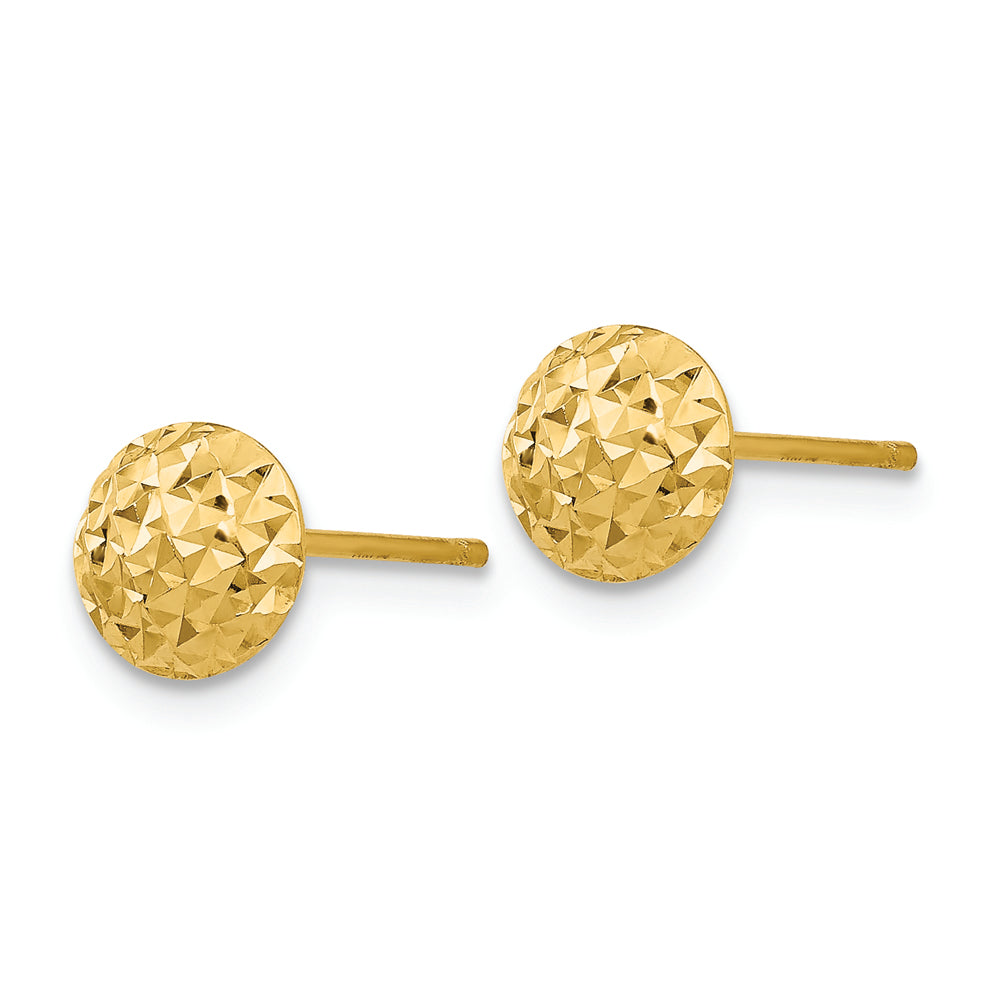 Pendientes de Círculo Puff de 6mm con Cierre Post en Oro Amarillo de 14k