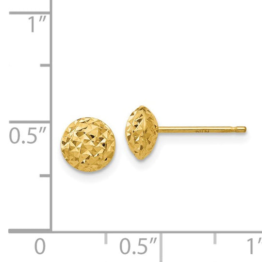 Pendientes de Círculo Puff de 6mm con Cierre Post en Oro Amarillo de 14k