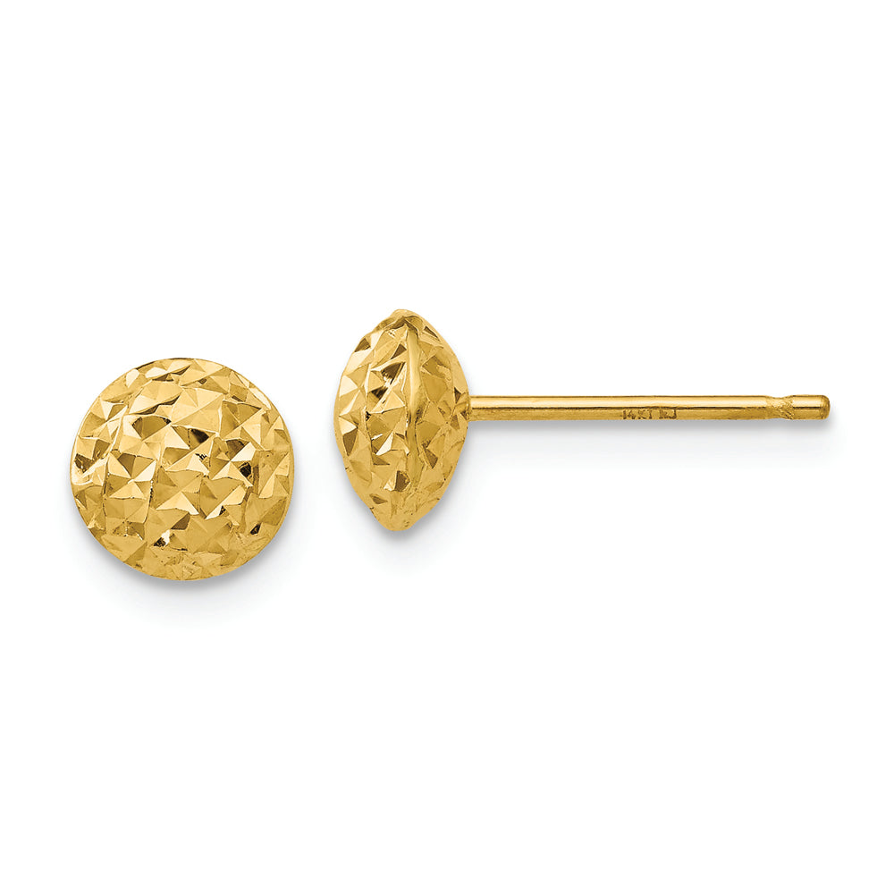 Pendientes de Círculo Puff de 6mm con Cierre Post en Oro Amarillo de 14k