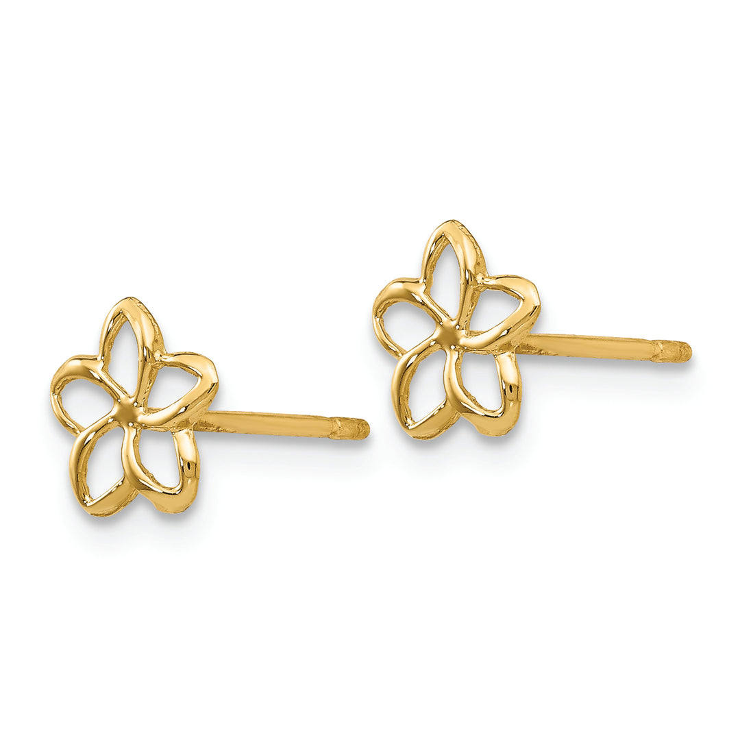 Pendientes de Botón con Plumeria en Oro de 14k