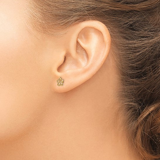 Pendientes de Botón con Plumeria en Oro de 14k