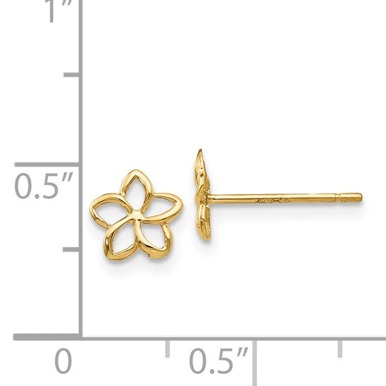 Pendientes de Botón con Plumeria en Oro de 14k