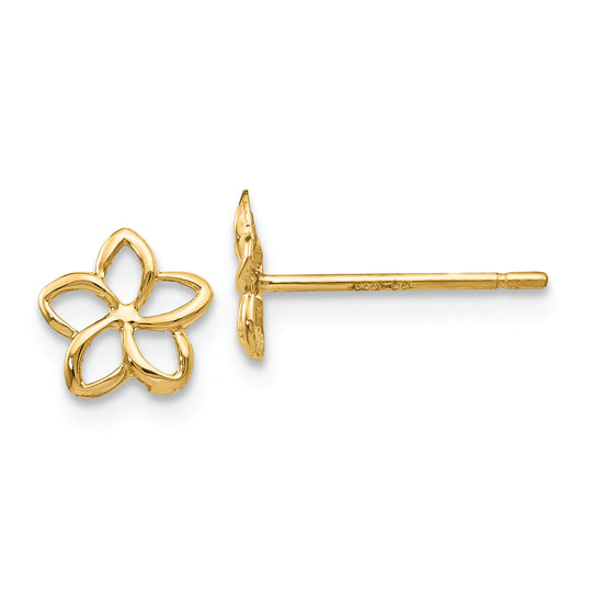 Pendientes de Botón con Plumeria en Oro de 14k