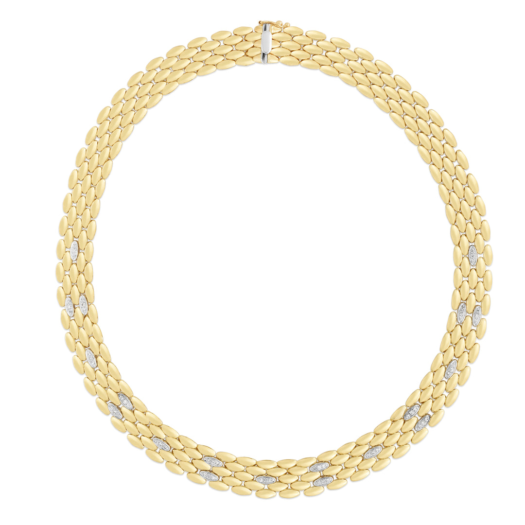 Collar de Pantera con Diamantes de 12 mm en Oro Amarillo de 14k