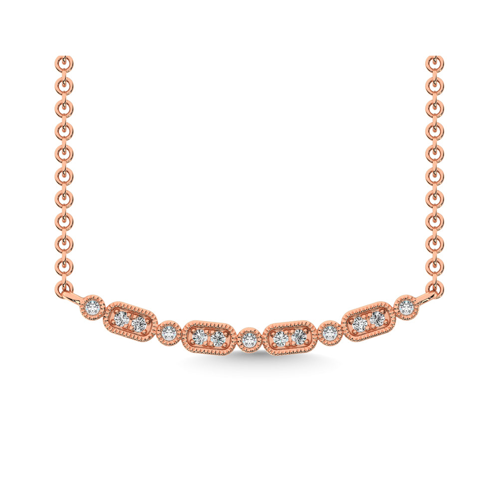 Oro rosado de 14 quilates de 1/10 quilates total. Collar apilable de diamantes