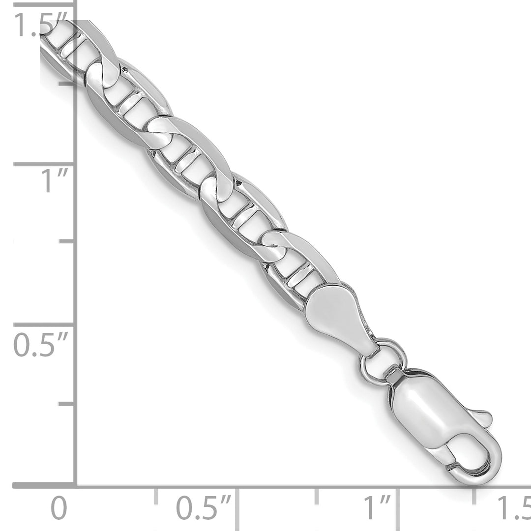 Pulsera de Oro Blanco de 14k, 8 pulgadas, 4.5mm, Estilo Ancla Cóncavo con Cierre de Langosta