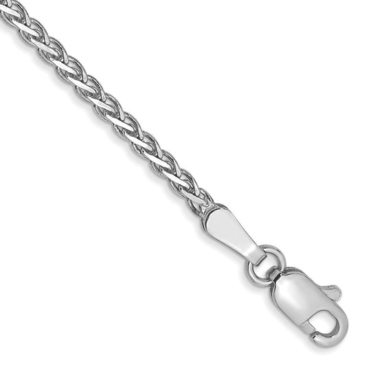 Pulsera de Oro Blanco de 14k de 7 pulgadas y 1.9 mm, Estilo Trenza Spiga con Cierre de Langosta