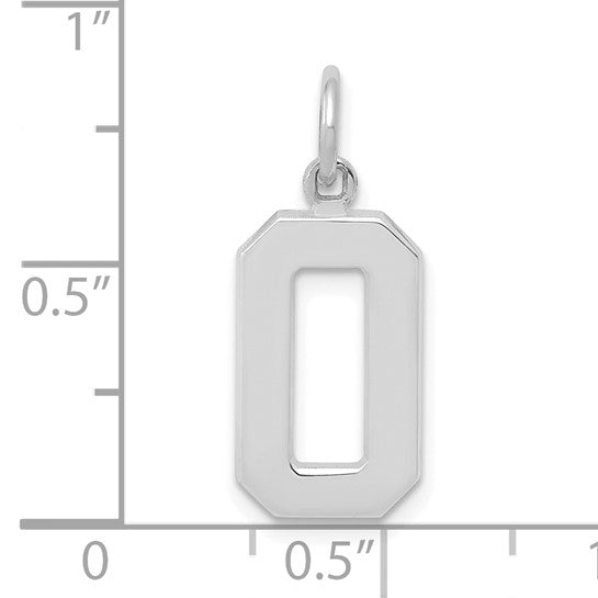 Dije Número 0 Pulido Mediano en Oro de 14 k