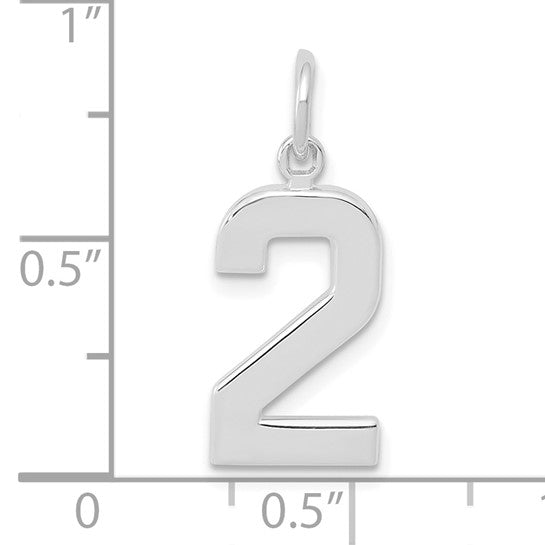 Colgante Número 2 en Oro Blanco de 14k Pulido