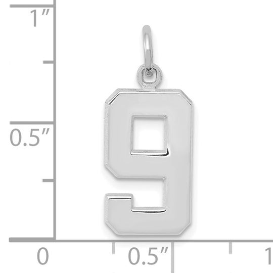 Colgante Número 9 en Oro Blanco de 14k