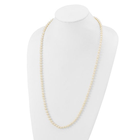 Collar de Oro Amarillo de 14k con Perlas Blancas Casi Redondas de Agua Dulce Cultivadas - 28 Pulgadas